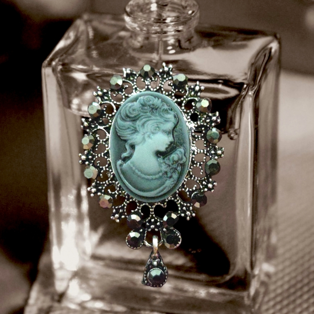 Gray Victorian Style Cameo Brooch